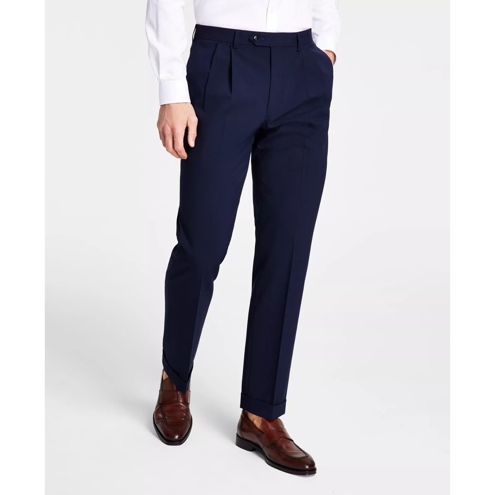 Michael Kors Mens Classic fit Dress Pants 34 / 32 Navy Blue Solid Stretch